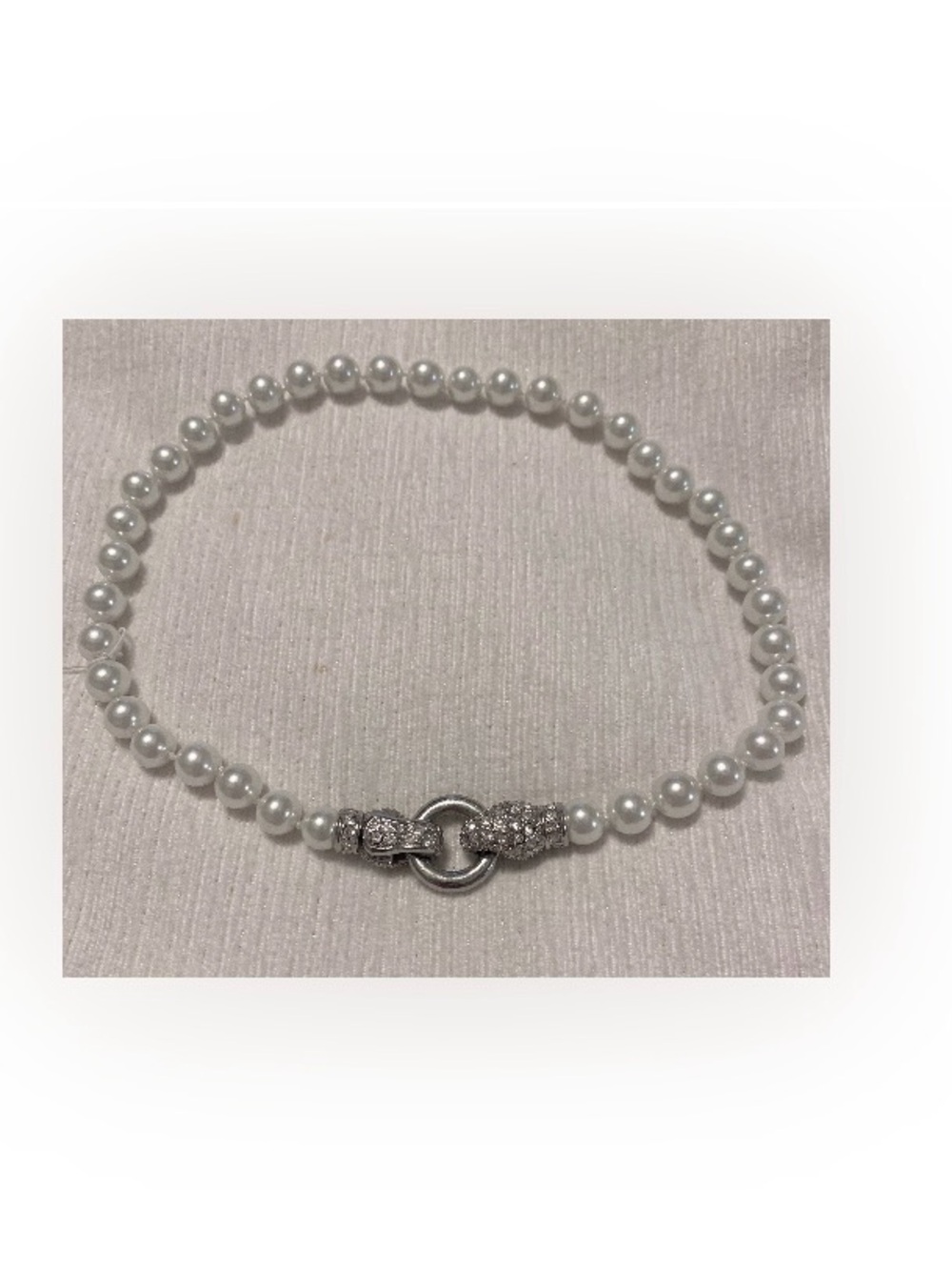Classic White Pearl Necklace with Silver Accent Clasp